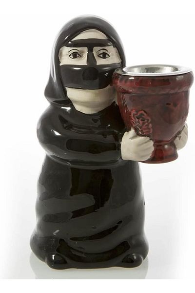 AKDC Glass Salt & Pepper Shaker Set with Polyresin Arabian Stand – Decorative Dining Table Display.