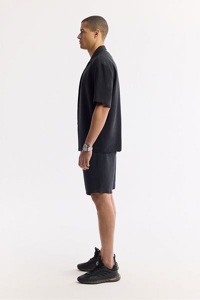 Avva Men's Black Elastic Waist Modal Blended Shorts A51Y3703