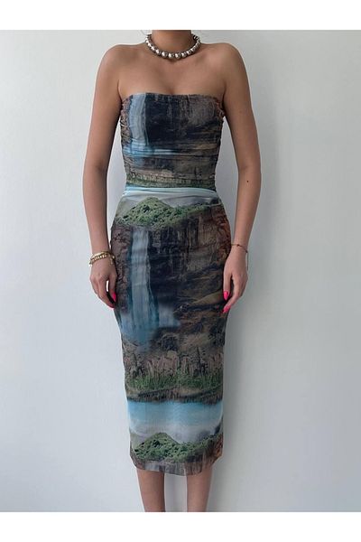 Modayakamoz Rochie din tul fără bretele de munte