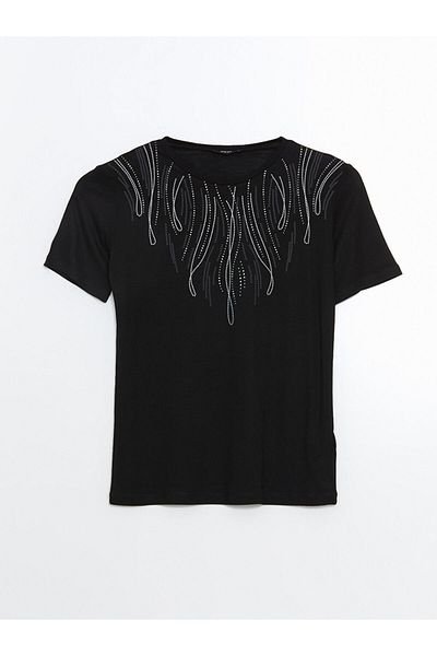 LC Waikiki Tricou de damă cu gât cu flori
