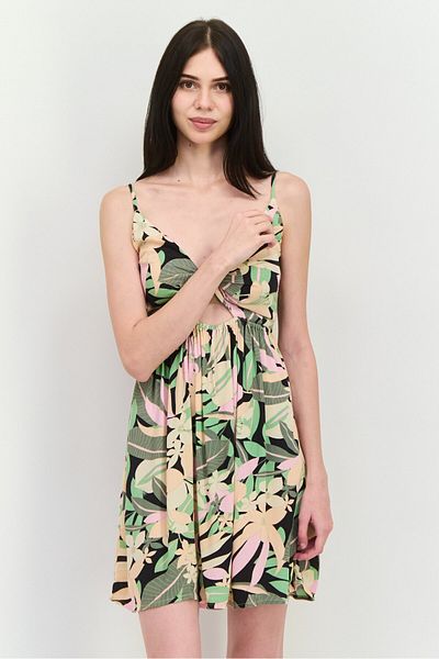 Roxy Women Floral Pattern Mini Dress, Green
