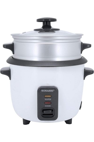 sonashi SRC-306 Rice Cooker, Removable Pot w/Metal Housing, Tempered Glass Lid | Appliances