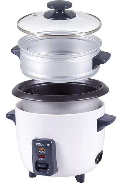 sonashi SRC-328 Rice Cooker, Removable Pot, Metal Housing, Tempered Glass Lid | Appliances