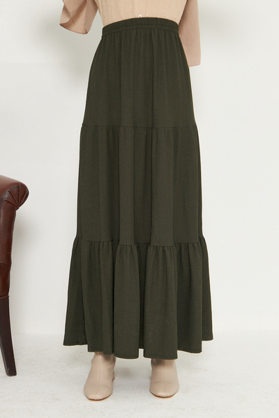 RTBUTİK Πολυεπίπεδη μουσουλμανική φούστα, φούστα 3 στρώσεων, μακριά φούστα, γυναικεία φούστα δώρου, κομψή φούστα, μουσουλμανική φούστα