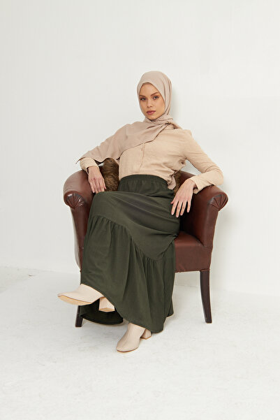 RTBUTİK Πολυεπίπεδη μουσουλμανική φούστα, φούστα 3 στρώσεων, μακριά φούστα, γυναικεία φούστα δώρου, κομψή φούστα, μουσουλμανική φούστα