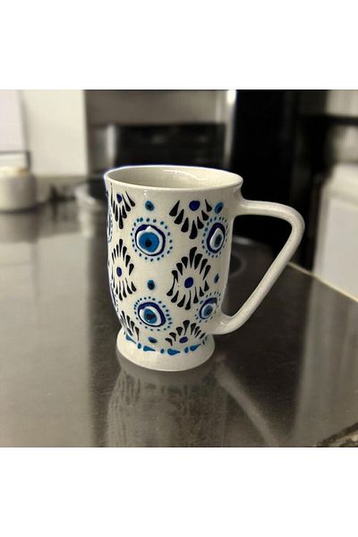 DDM Handmade Natural Ceramic Evil Eye Beaded Mug Cup / Mug - Tea & Coffee Cup