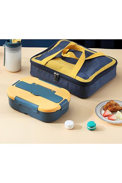 COOYA 4-Compartment Bento Boxs,Food Storage,Leakproof, with Spoon and Fork, with Lunch Bag,BPA Free