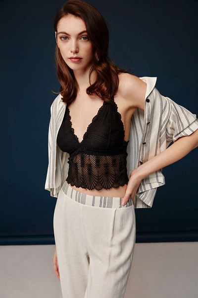 Bonnie Clyde Viscose Women's Pajamas Set - 3-Piece Bralet, Bottom and Top Set