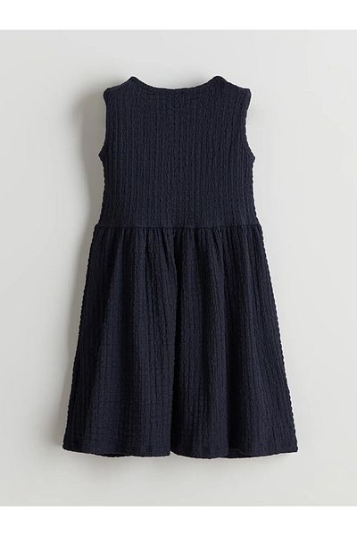 LC Waikiki Lcw Eco Navy Blue Crew Neck Girl's Dress