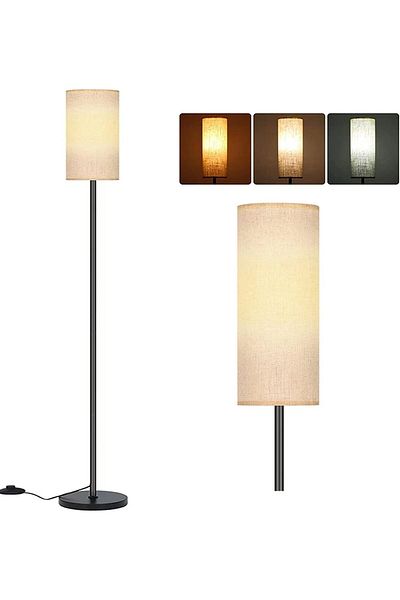 COOYA Floor Lamp, 3 Color Temperature Modern LED Standing Lamp, Black Pole Lamp with Foot Switch