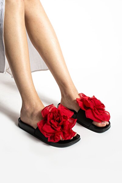 Bermody Heidi Women's Red Floral Non-Slip Sole Comfortable Stylish Comfortable Daily Slippers