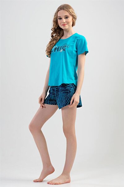 VİENETTA Vienetta Women's Short Sleeve Pajama Set with Shorts