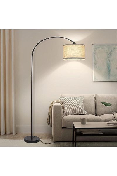 COOYA LED Arc Floor Lamp, with Adjustable Hanging Drum Shade, 185CM Height Tall, 12W Bulb Included