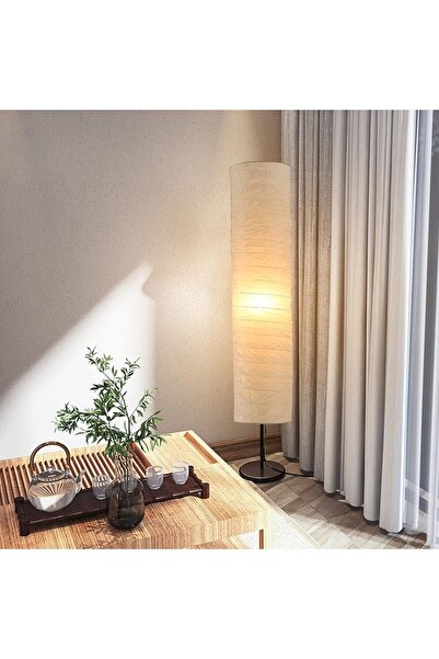 Taimi مصباح حامل لغرفة المعيشة مع غطاء مصباح مصابيح أرضية بيج لغرفة النوم بارتفاع 115 سم