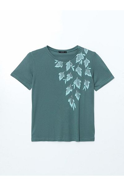LC Waikiki Γυναικείο φλοράλ μπλουζάκι Crew Neck