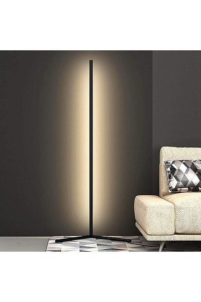 COOYA مصباح أرضي زاوية، ضوء LED، ضوء أبيض دافئ قابل للتعديل، لغرفة النوم، غرفة المعيشة، أسود