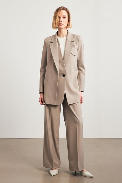 Setre Mink Double Breasted Button Detailed Long Jacket