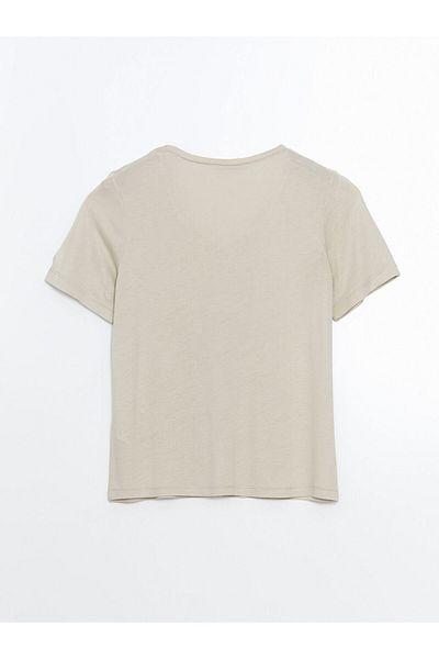 LC Waikiki Tricou de damă cu decolteu în V cu imprimeu nou sezon - S5KR14Z8