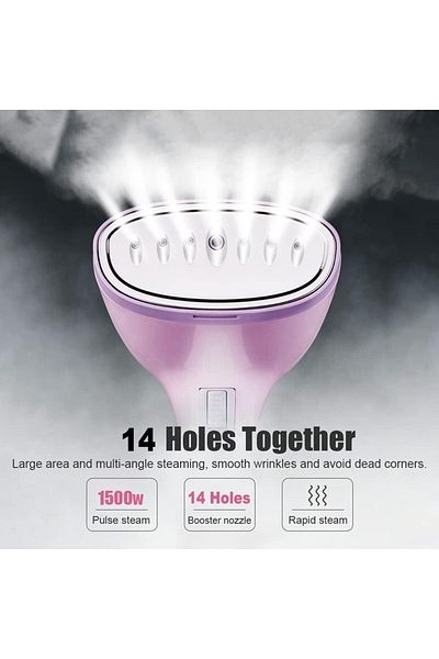 COOYA Steam Iron, 1500W, 280ml Handheld Fabric Steamer, 14 holes 15s Fast-Heat for Home Travelling