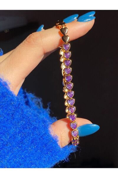 h&b design jewel Steel Purple Heart Detail Bracelet