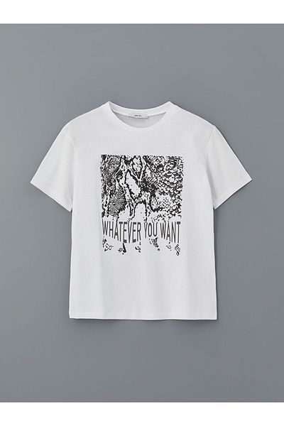 LC Waikiki Tricou de damă cu imprimeu cu decolteu rotund de sezon nou - S5KR10Z8