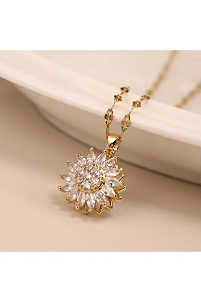 Choice قلادات ذهبية اللون كلاسيكية من حجر عباد الشمس مرصعة بالزركونيا المكعبة...