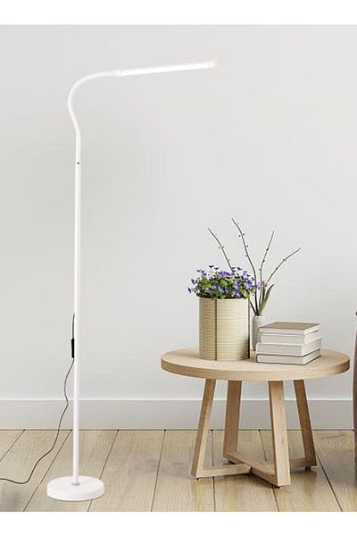 COOYA مصباح أرضي LED بطول 140 سم، مصباح دراسة عمودي لحماية العين، رقبة مرنة، إضاءة قابلة للتعتيم (أبيض)