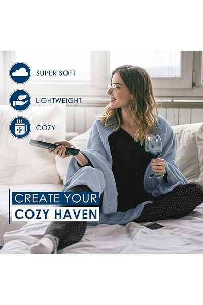COOYA Full Size Fleece Blanket, Comfy Supersoft Fleece Blanket, All-Season Light Weight Throw Blanket