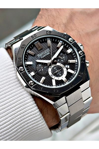 Ferrucci Men's Wristwatch - 3 Atm Waterproof, Functional Steel Cord