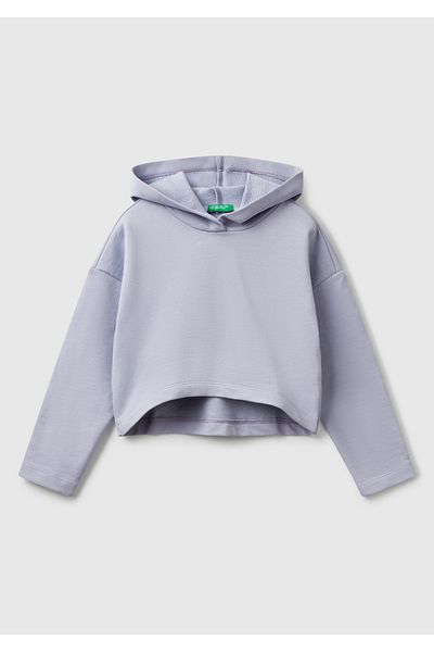 United Colors of Benetton Суитшърт с качулка и релакс кройка с лого на гърба и лилав цвят