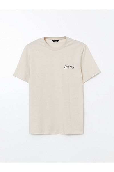 LC Waikiki Ανδρικό μπλουζάκι LCW Crew Neck με εμπριμέ χτενισμένο βαμβάκι