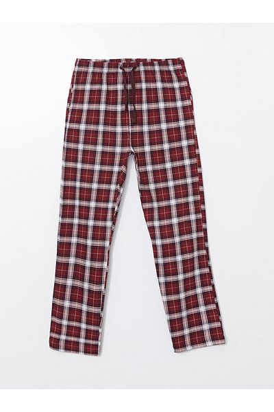 LC Waikiki Burgundy Standard Fit Plaid Men's Pajama Bottom