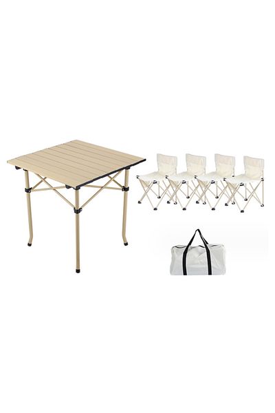 ETG 5-Piece Outdoor Camping Folding Table and Chair Convenience Set