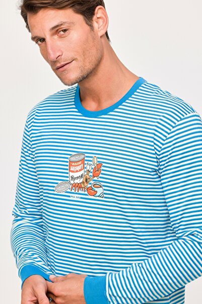 Woody Erkek Pijama-Plc - 915-Çizgili Mavi