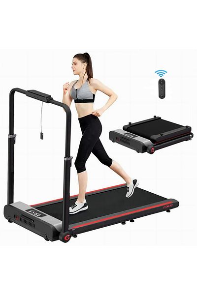 ETG Indoor Household 1-6km/H Speed Adjustable Treadmill, Foldable Treadmill with Armrests