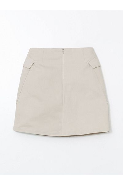 LC Waikiki Natuvera Beige Waist Zippered Gabardine Women's Mini Skirt