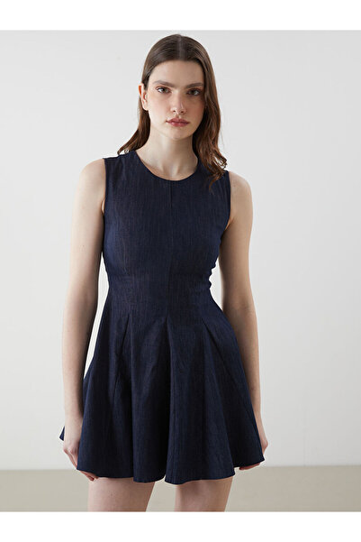 LC Waikiki Indigo Flared Mini Jean Dress