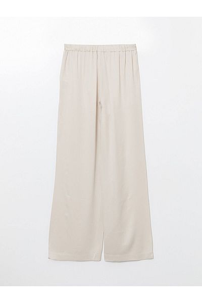 LC Waikiki Xside Beige Elastic Waist Wide Leg Women's Trousers