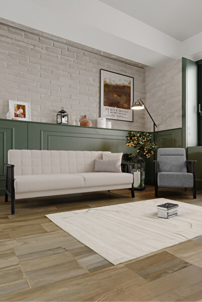 MOBETTO İskandinav 3+1 Çay Seti Koltuk Takımı, İskandinav Üçlü, Evan Kollu Be...