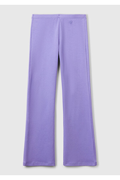 United Colors of Benetton Leggings with Purple Logo for Girls Flared Legs Spanish