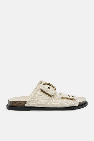 Pull & Bear Flat fabric sandals with buckle