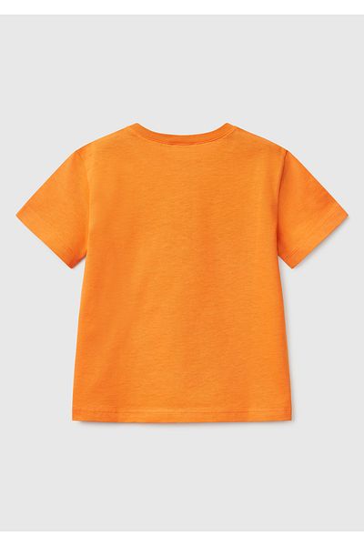 United Colors of Benetton Boy's Orange Benetton Logo Printed T-Shirt