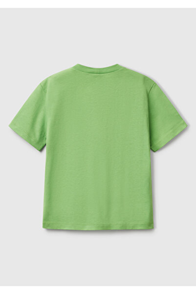 United Colors of Benetton Μπλουζάκι με ετικέτα με λογότυπο Boy's Pistachio Green Hero