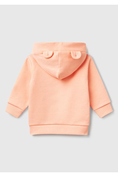 United Colors of Benetton Baby Puppy Chest Rabbit Logo Embroidered Hooded Sweatshirt with Ears