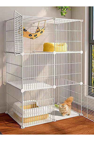 KidLe قفص قطط ثلاثي الطبقات بيت قطط صغير داخلي