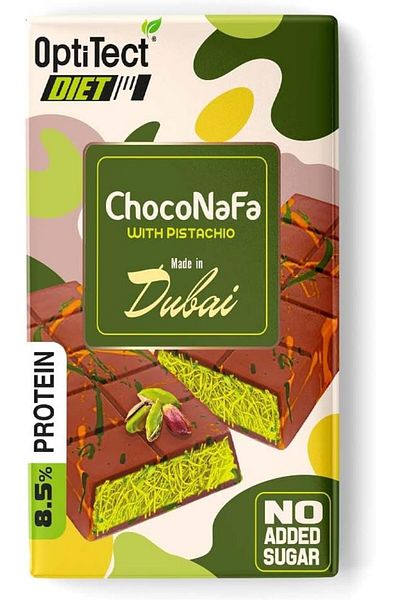 OptiTect Choconafa With Pistachio, 100 Gm, 8.5% PROTEIN, Suitable For Vegetarians