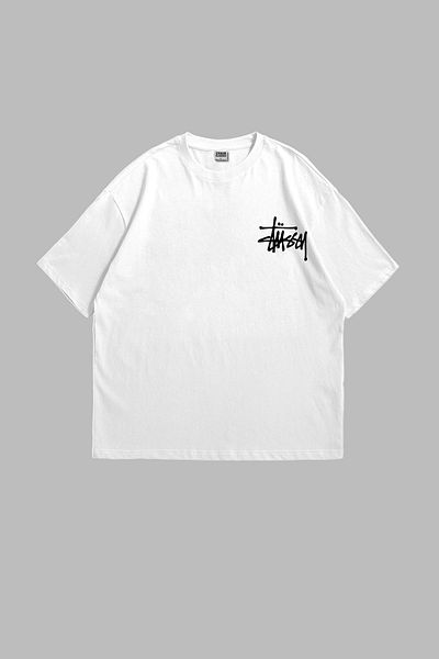 Sekizbiraltı Λευκό Oversize Unisex T-Shirt - S. Κείμενο τυπωμένο