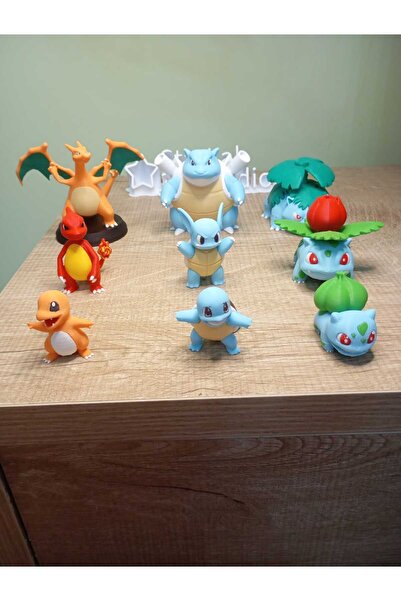 starlab3dstudios Pokemon 9'lu Set (Charmander-Blastoise-Bulbasour Evrimleşmiş...