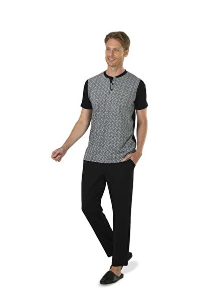 Jiber Füme Erkek Kısa Kollu Pijama Takımı