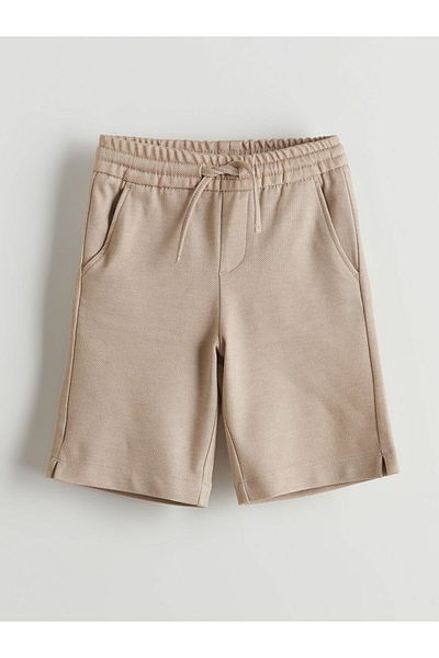 LC Waikiki Lcw Vision Beige Textured Boy's Shorts with Elastic Waist